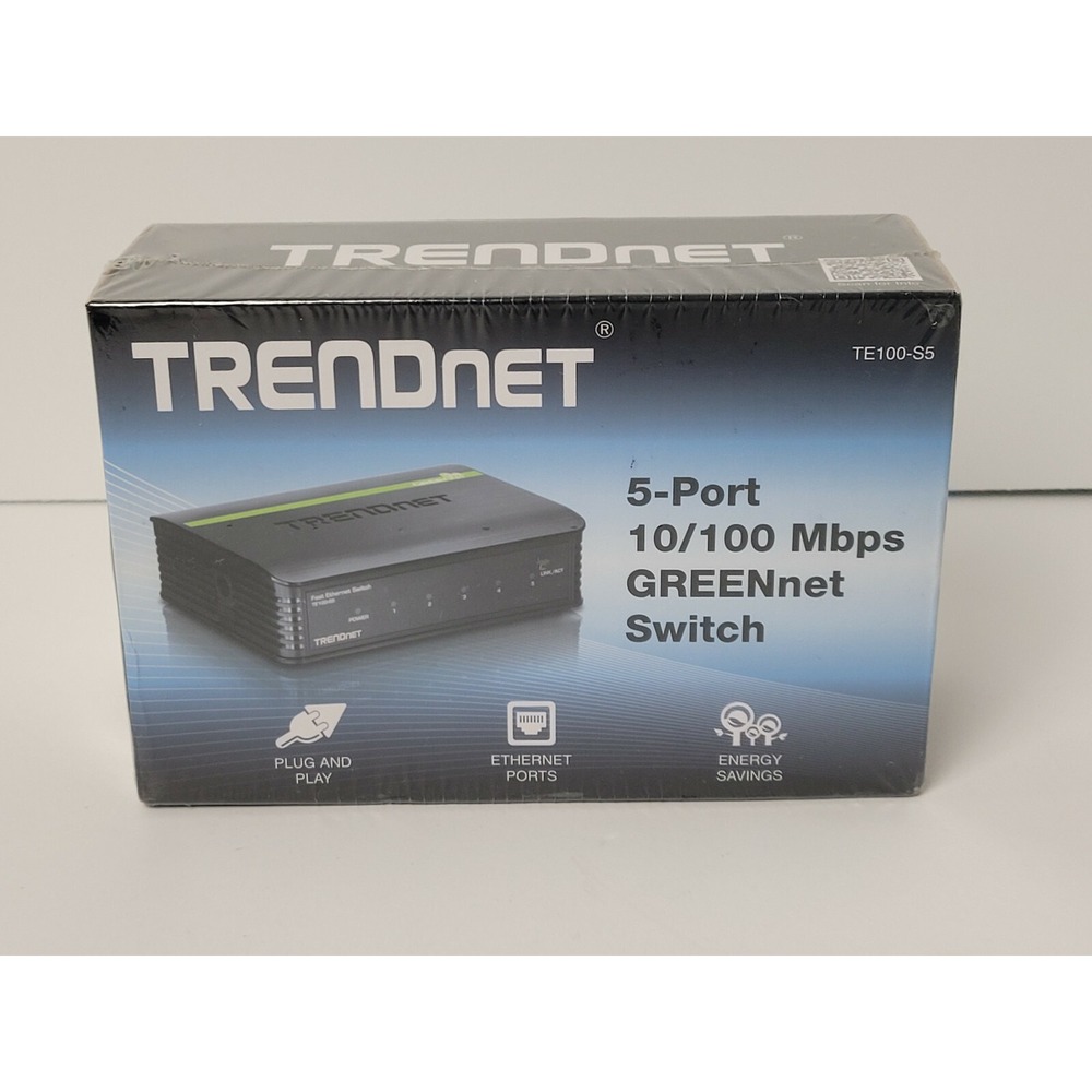 TRENDnet TE100-S5 5 port 10/100 Mbps GREENnet Switch Plug and Play NIB SEALED